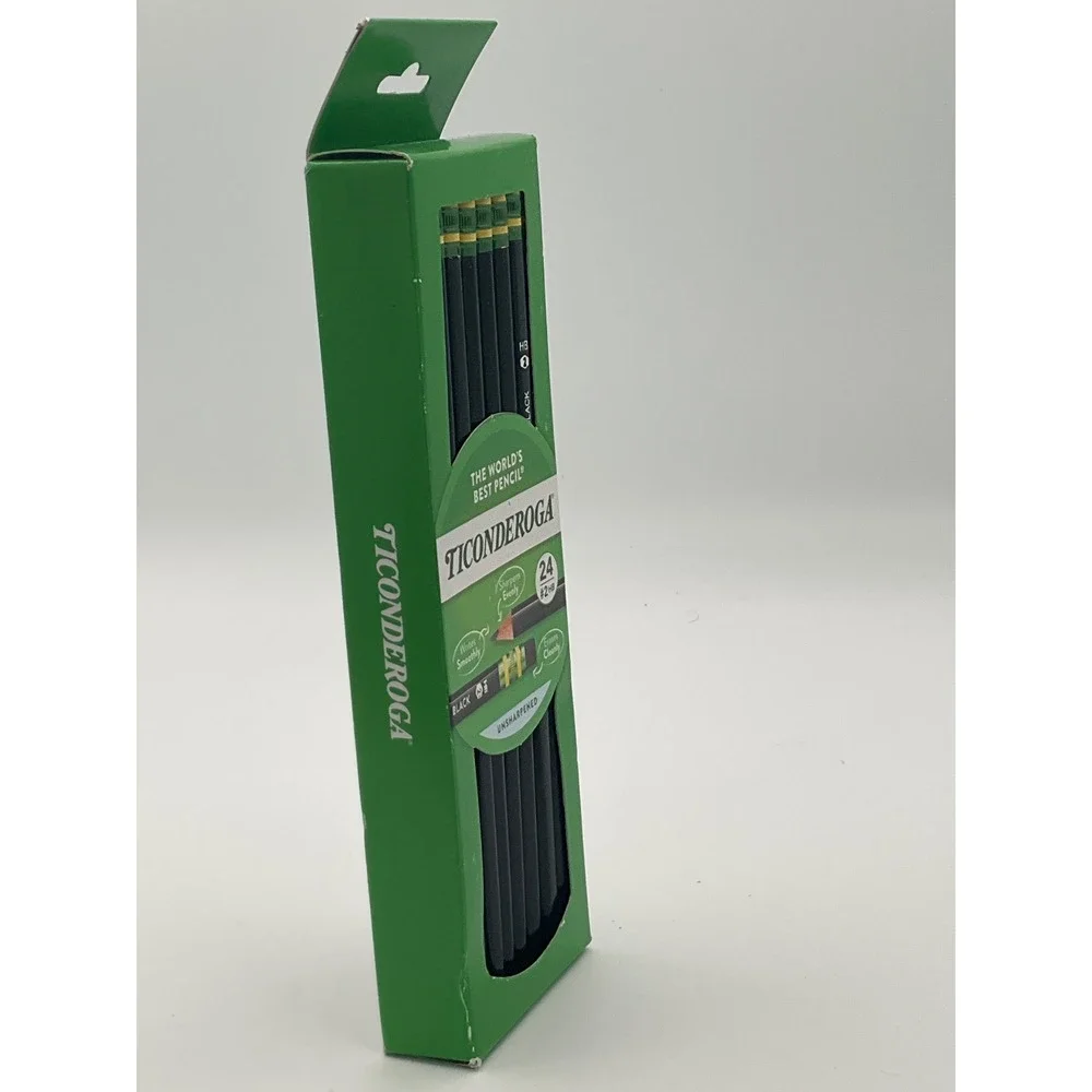 Ticonderoga Matte Black Wood-Cased Pencils 24 Count #2 HB Unsharpened X13926
